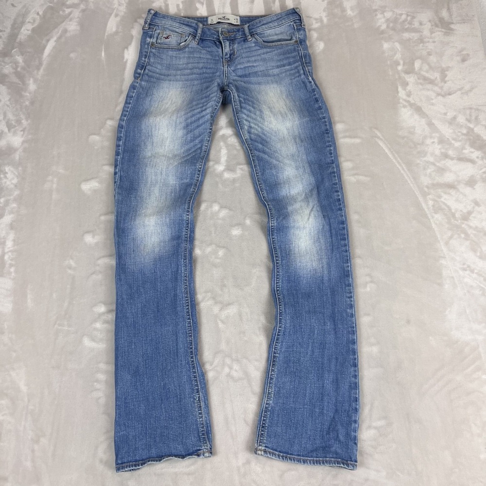 Y2K Hollister Jeans Womens 3L 26x35 Blue Denim‎ Bootcut Low Rise Whisker Stretch